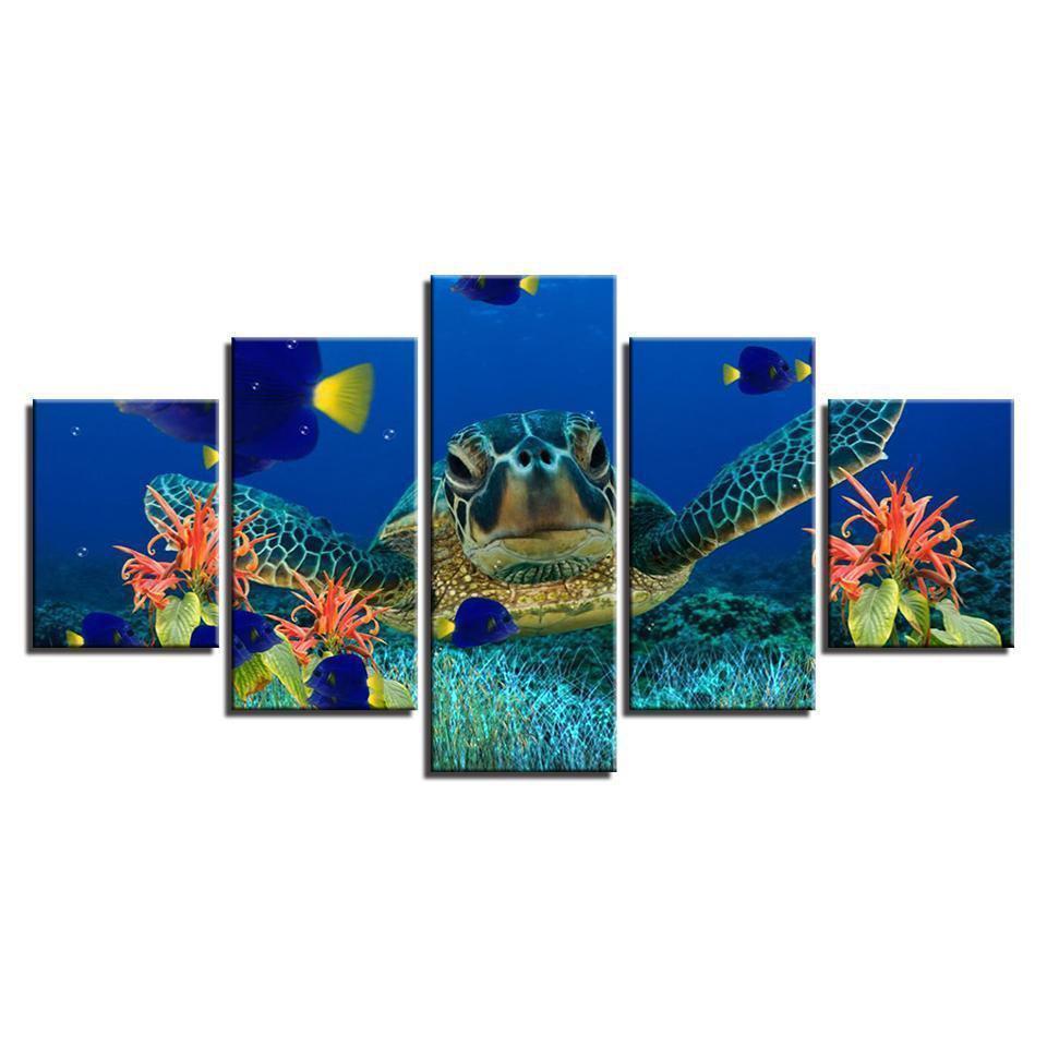 Deep Sea Turtles Coral Fish Seascape Goldfish Animal Canvas Wall Art