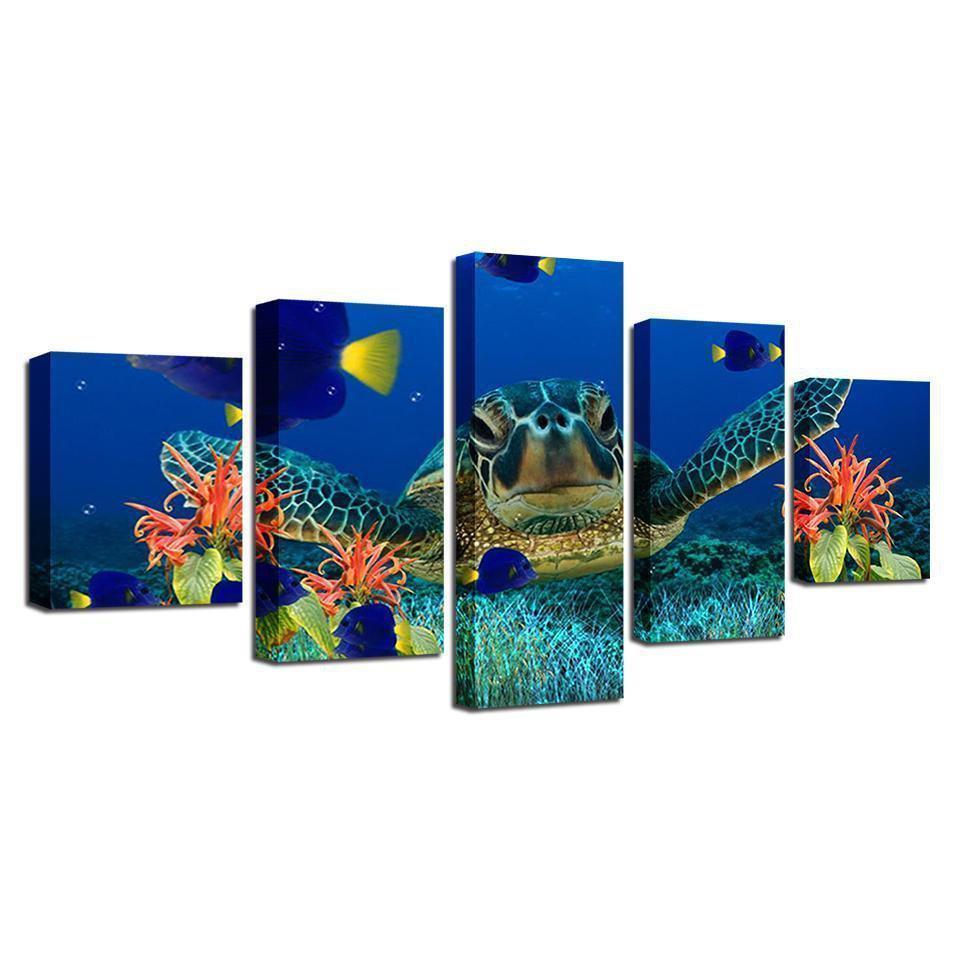 Deep Sea Turtles Coral Fish Seascape Goldfish Animal Canvas Wall Art