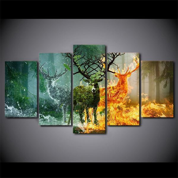 Deer Abstract Animal Canvas Wall Art
