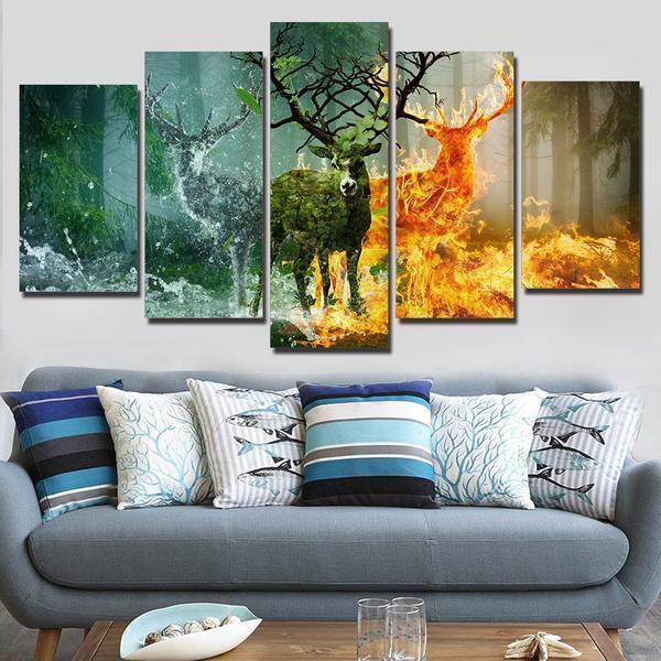 Deer Abstract Animal Canvas Wall Art