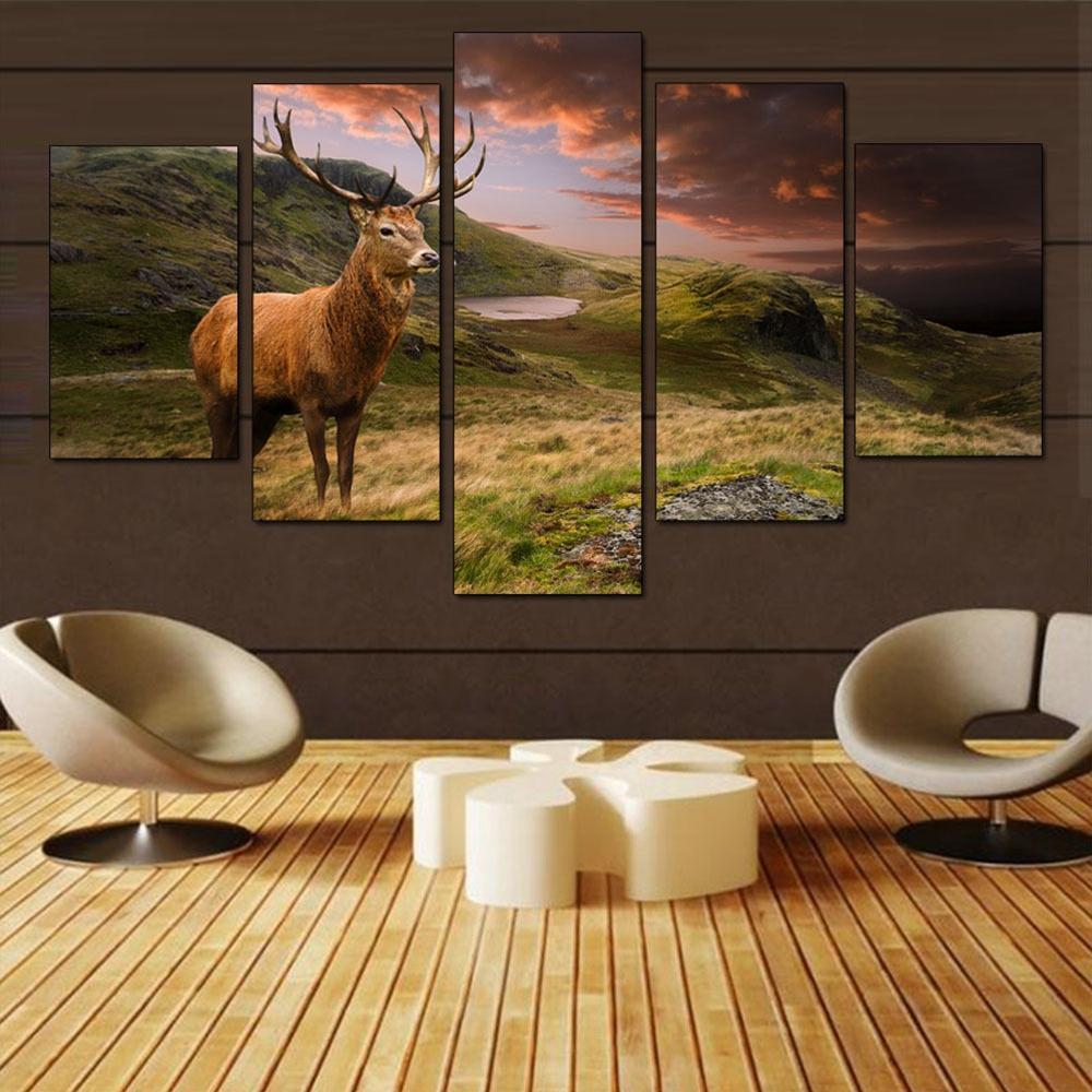 Deer Antelope On The Plateau Animal Canvas Wall Art