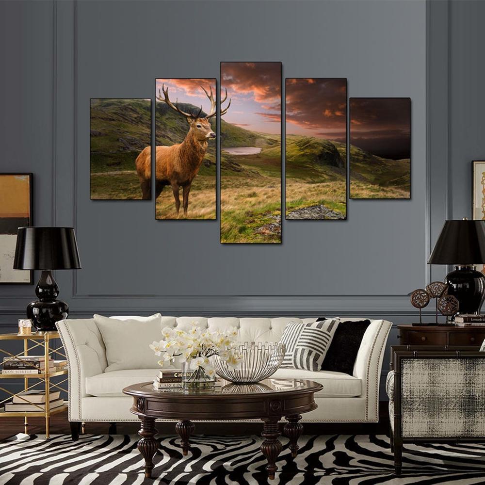 Deer Antelope On The Plateau Animal Canvas Wall Art