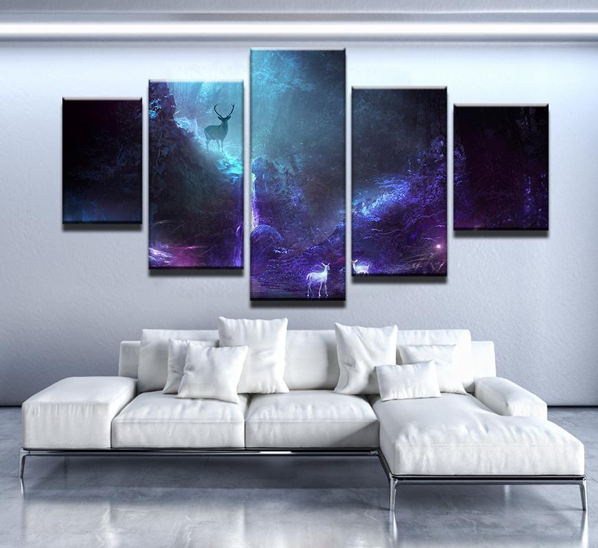 Deer Fantasy World Abstract Animal Canvas Wall Art
