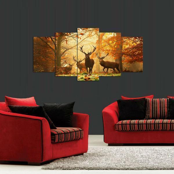 Deer Forest Animal Canvas Wall Art