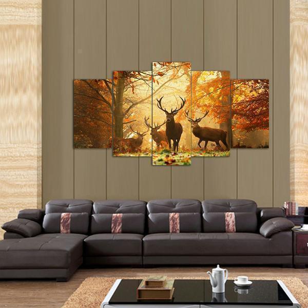 Deer Forest Animal Canvas Wall Art
