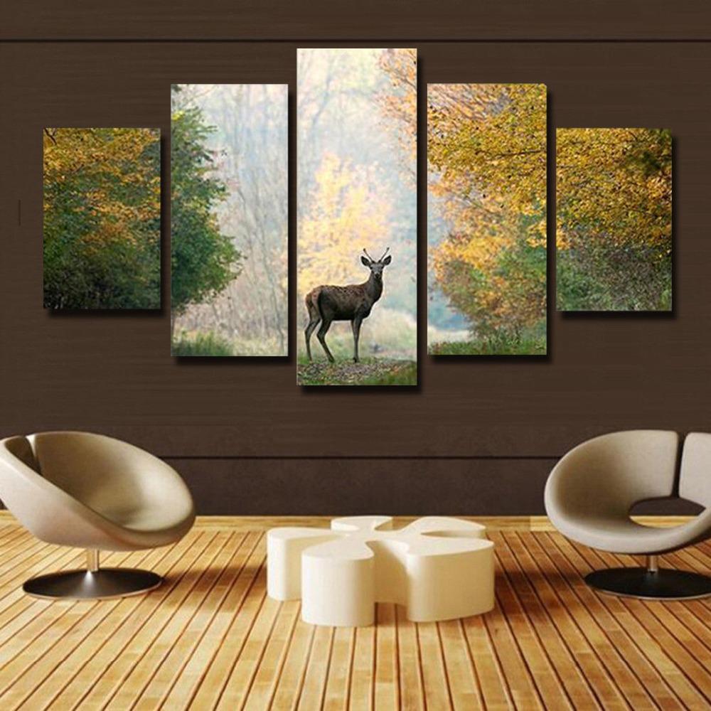 Deer Forest Tree Animal Canvas Wall Art