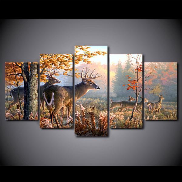 Deer In Forest Animal And Nature Canvas Wall Art