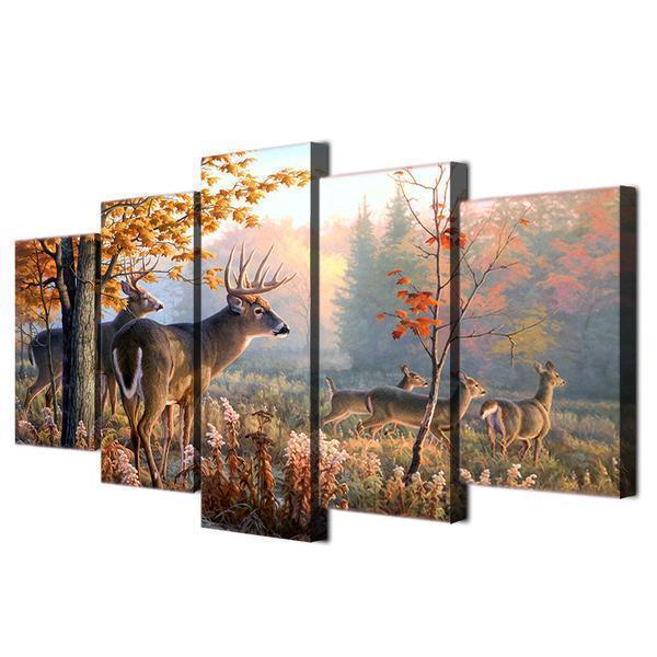 Deer In Forest Animal And Nature Canvas Wall Art