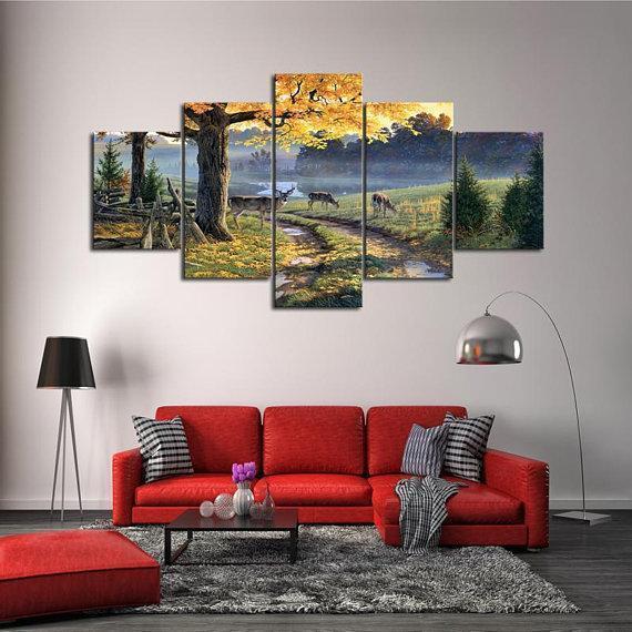 Deer Pond Animal Canvas Wall Art