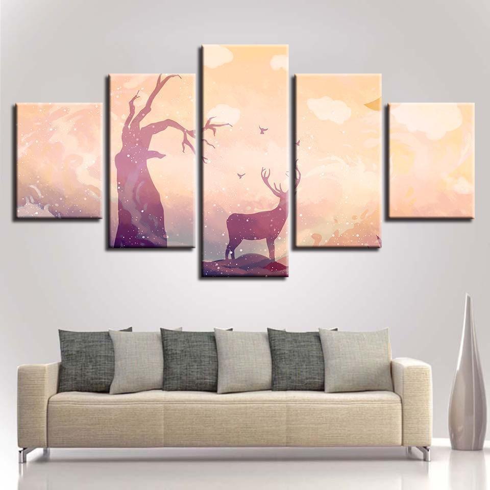 Deer Tree Animal Canvas Wall Art