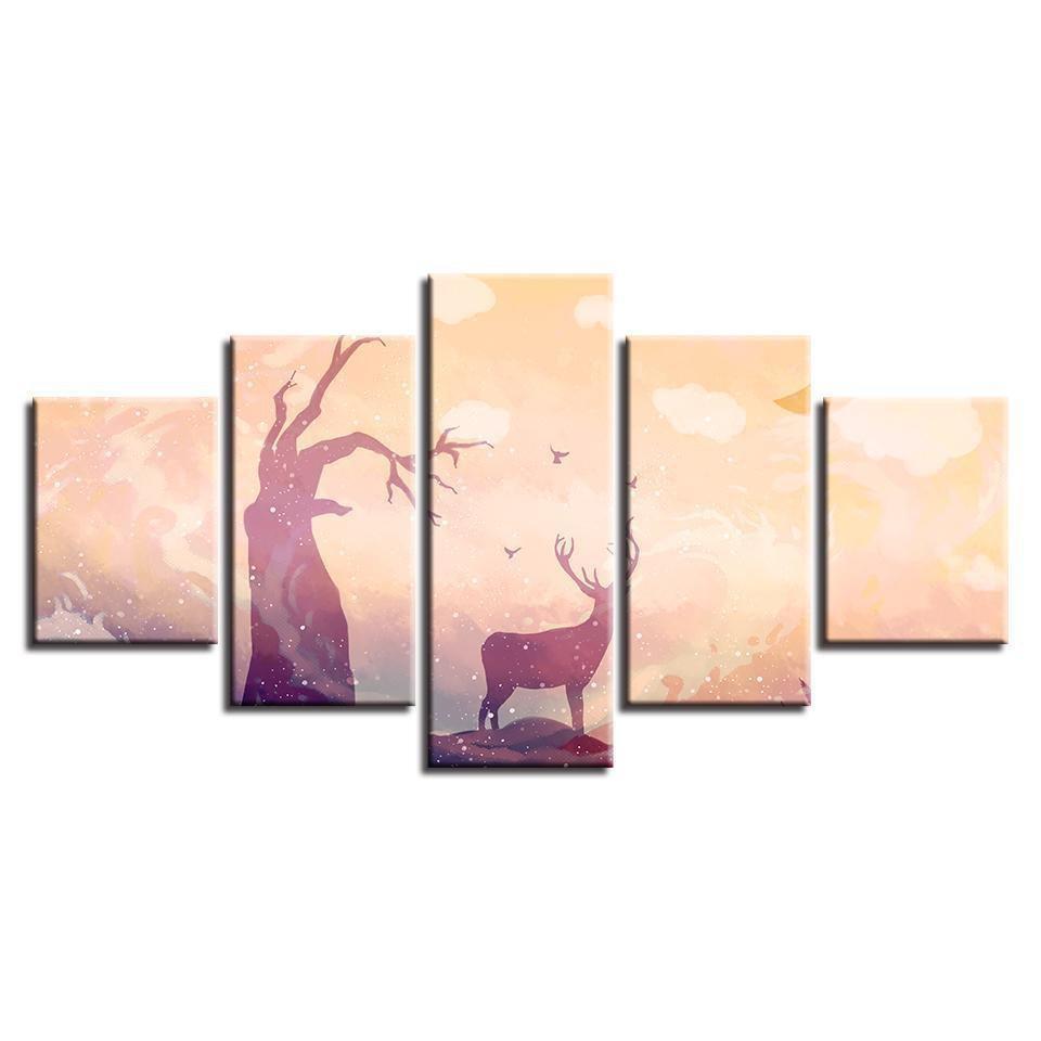 Deer Tree Animal Canvas Wall Art