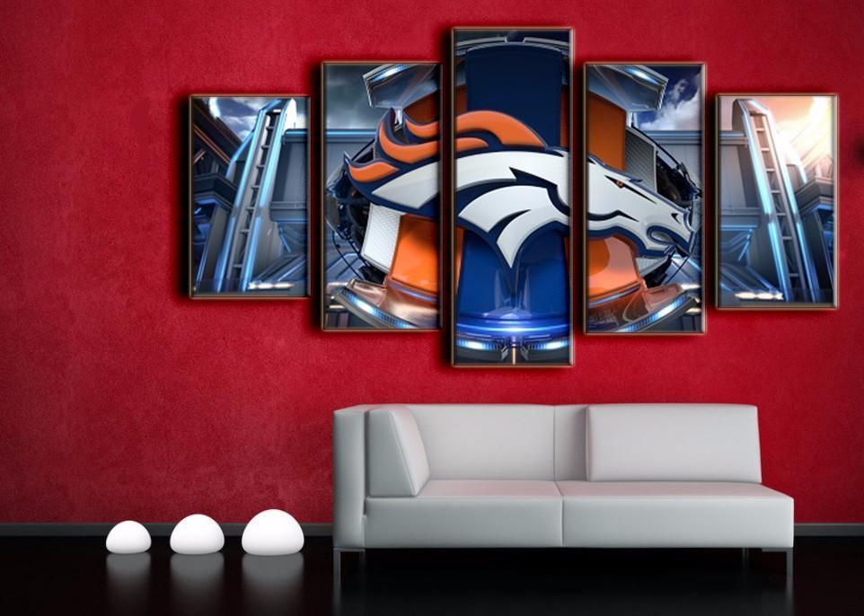 Denver Broncos Logo Poster 2  Football Canvas Wall Art