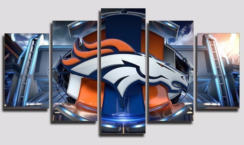 Denver Broncos Logo Poster 2  Football Canvas Wall Art