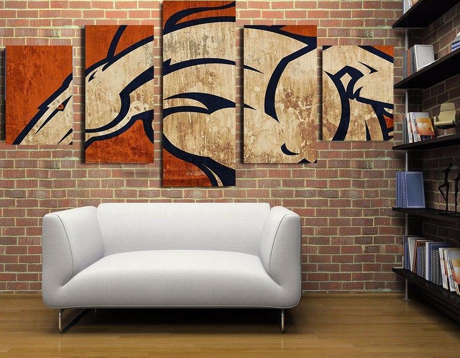 Denver Broncos Logo Poster  Football Canvas Wall Art