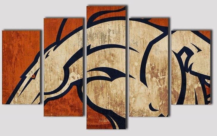 Denver Broncos Logo Poster  Football Canvas Wall Art