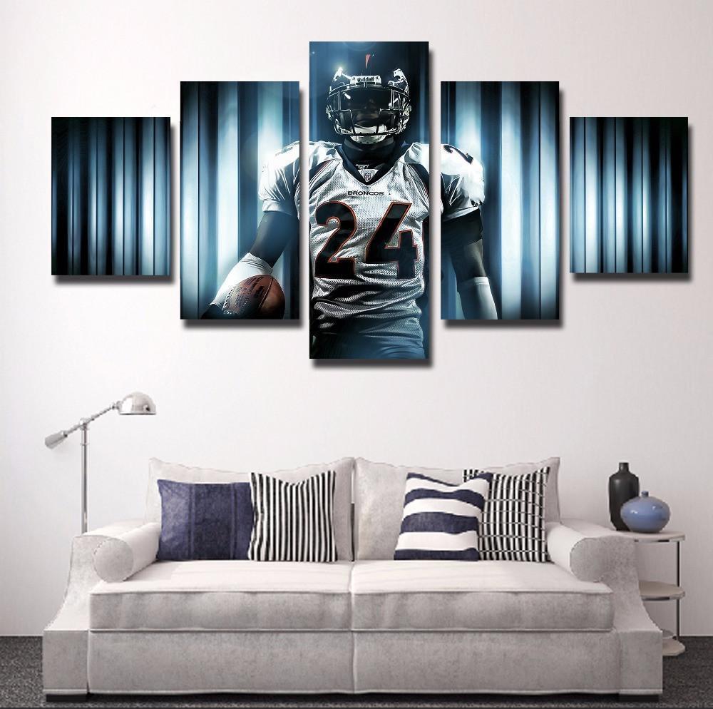 Denver Broncos Star 24  Football Canvas Wall Art