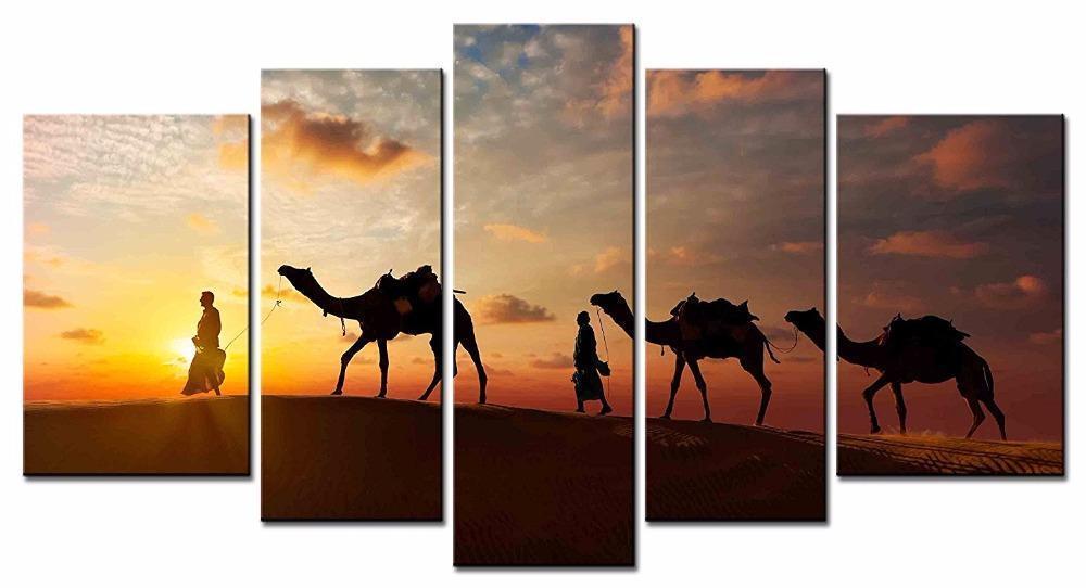 Desert Camel Landscape Nature Canvas Wall Art