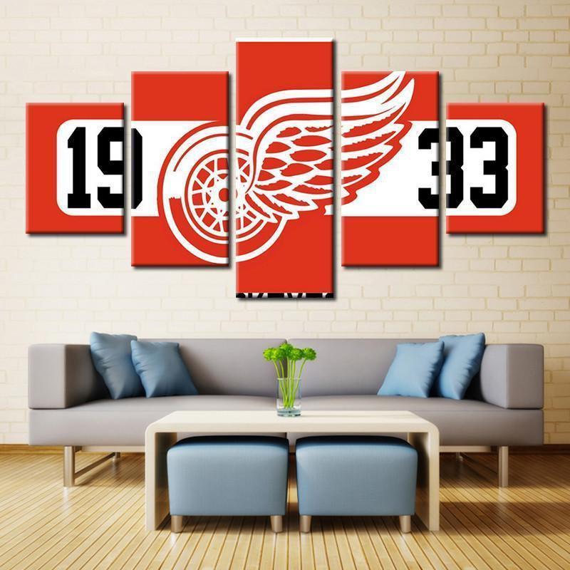 Detroit Red Wings 1933 Logo   Ice Hockey Canvas Wall Art