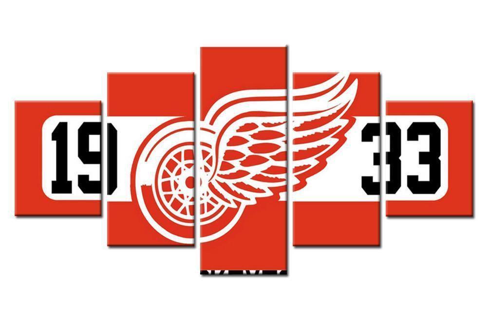 Detroit Red Wings 1933 Logo   Ice Hockey Canvas Wall Art