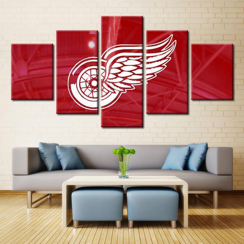 Detroit Red Wings Logo 2   Ice Hockey Canvas Wall Art
