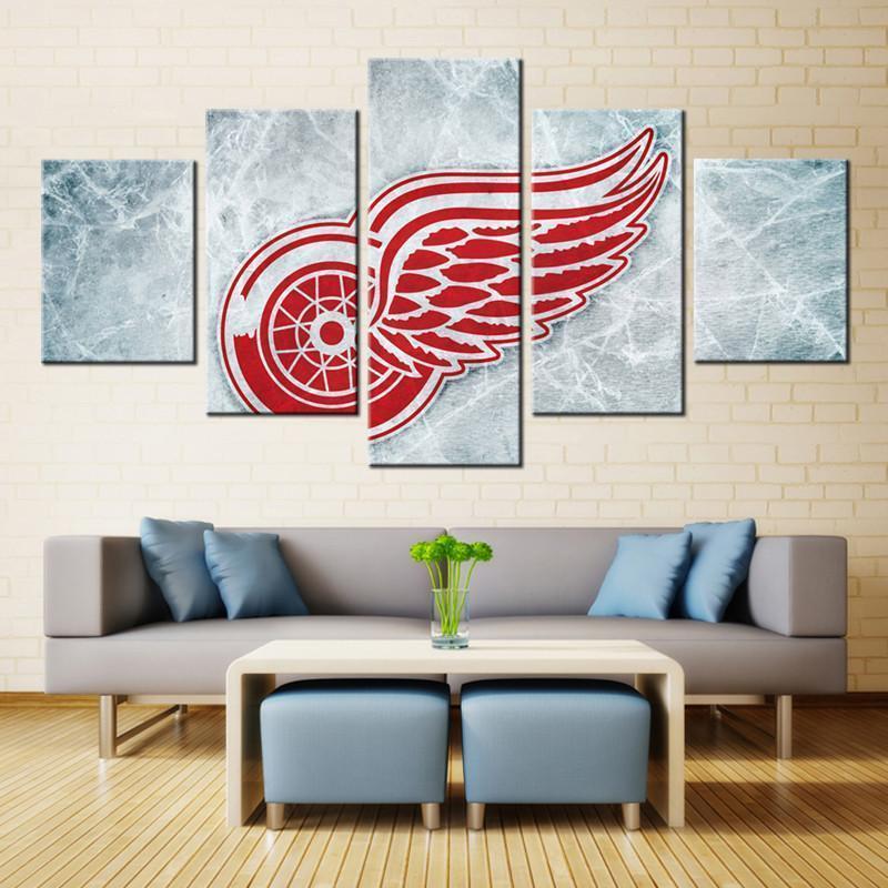 Detroit Red Wings Logo 3   Ice Hockey Canvas Wall Art