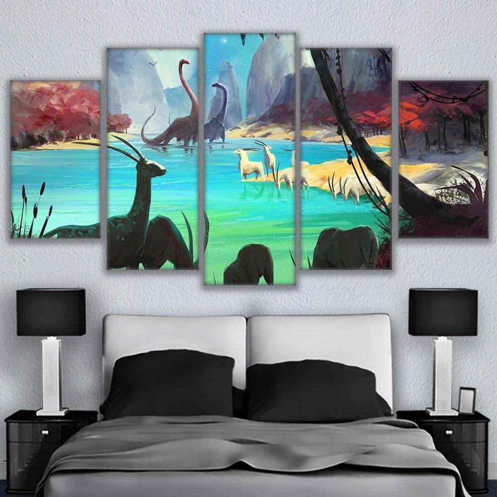 Dinosaur Antelope Abstract Canvas Wall Art