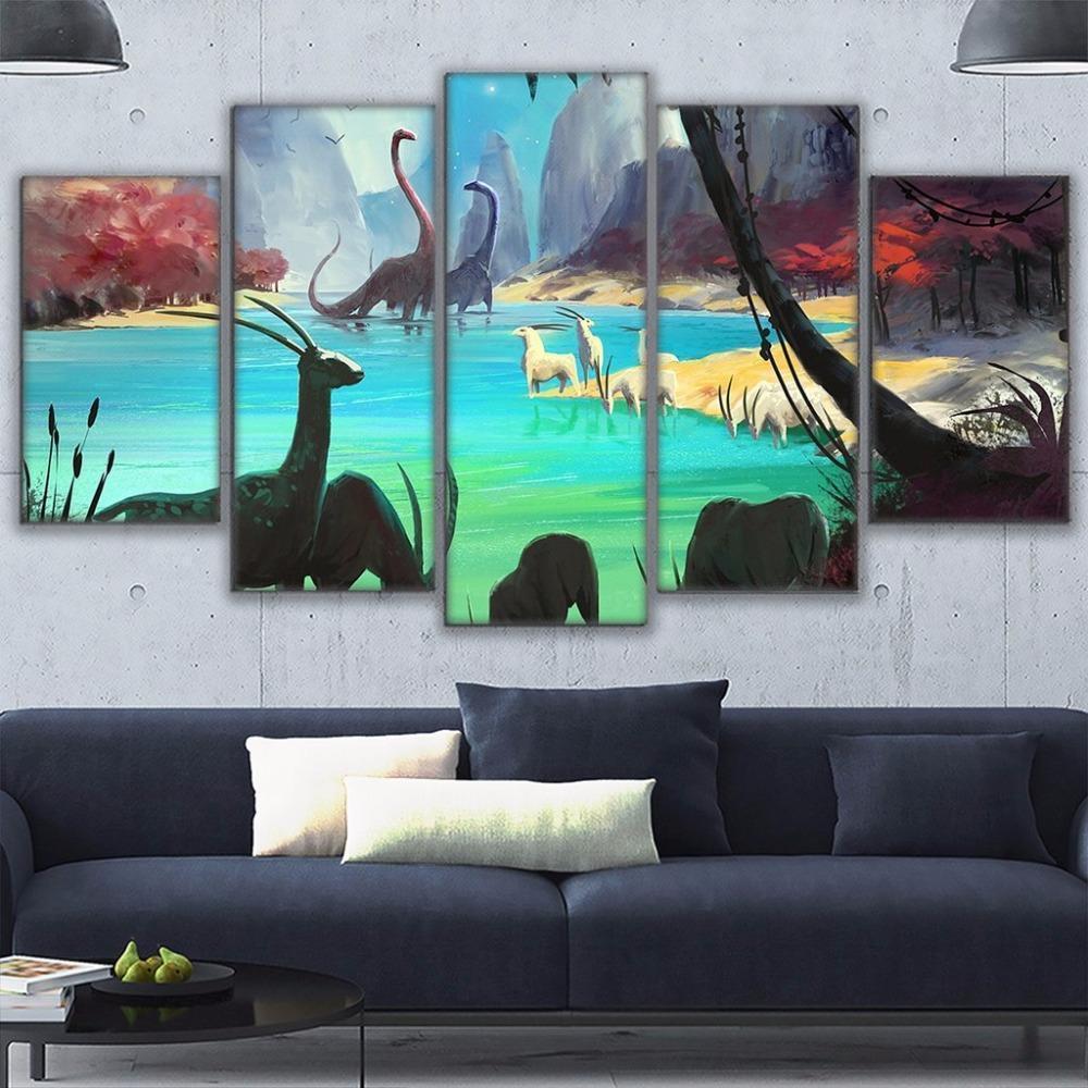 Dinosaur Antelope Abstract Canvas Wall Art