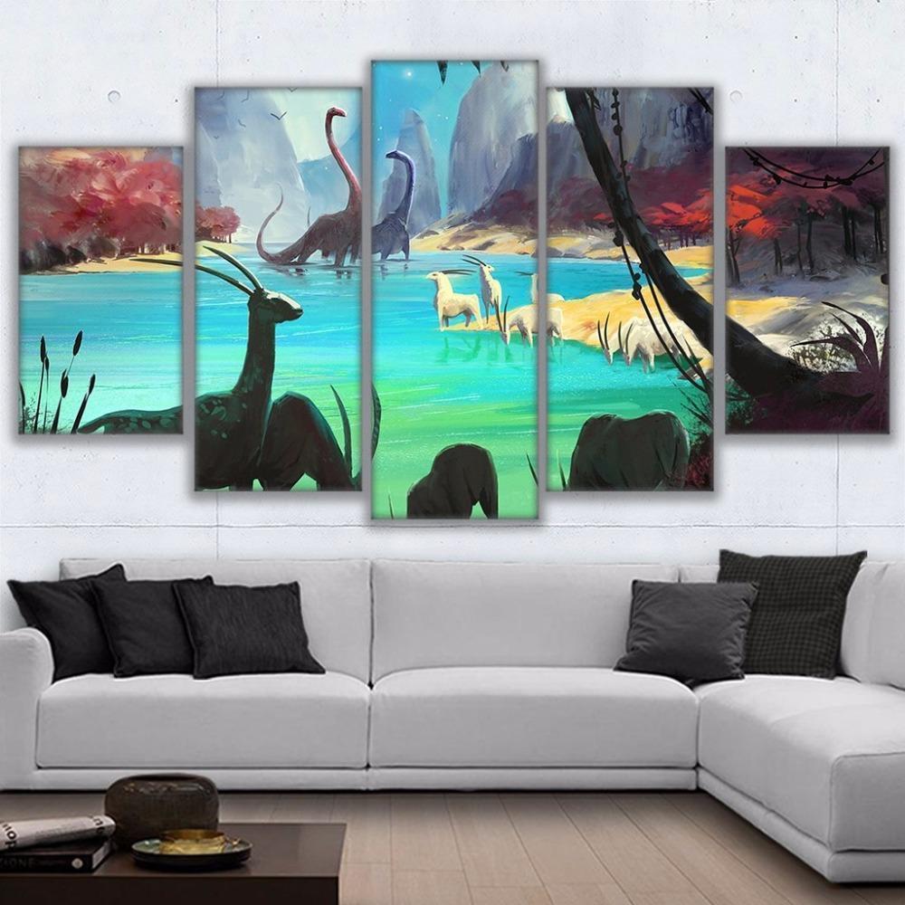 Dinosaur Antelope Abstract Canvas Wall Art