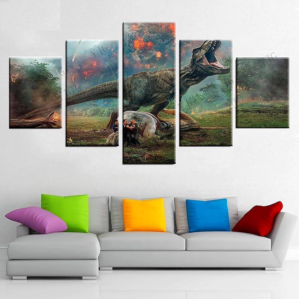 Dinosaur World Scene Jurassic Park Canvas Wall Art