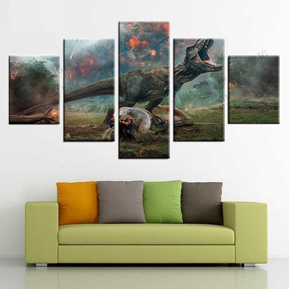 Dinosaur World Scene Jurassic Park Canvas Wall Art