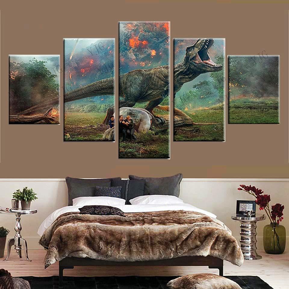 Dinosaur World Scene Jurassic Park Canvas Wall Art
