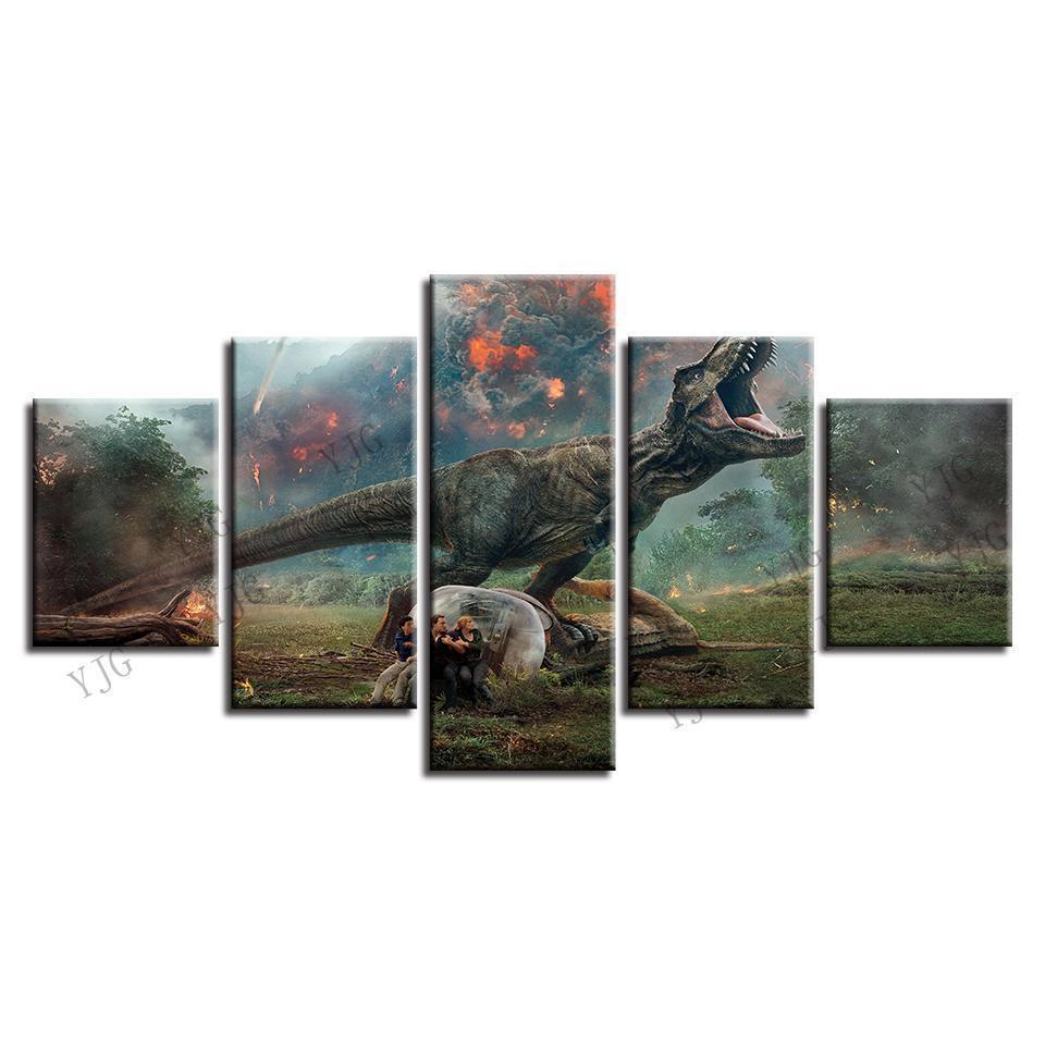 Dinosaur World Scene Jurassic Park Canvas Wall Art