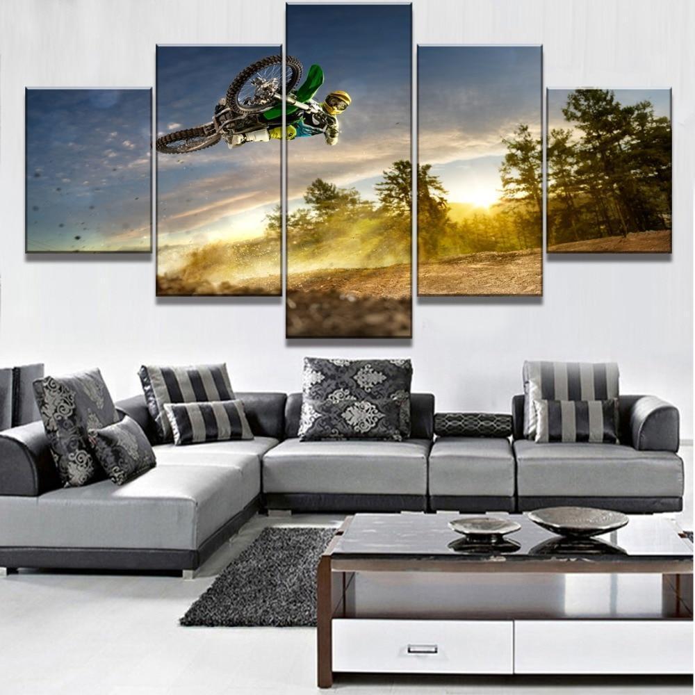 Dirt Bike Rider Cuadros Landscape Canvas Wall Art