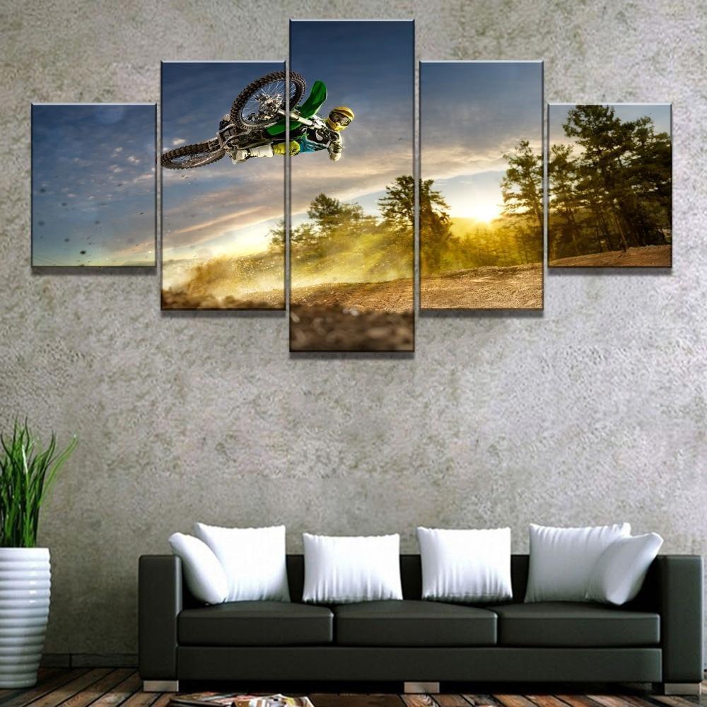 Dirt Bike Rider Cuadros Landscape Canvas Wall Art
