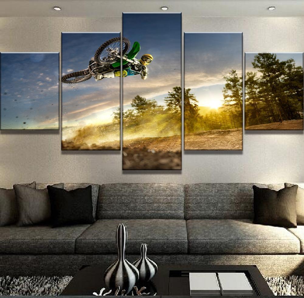 Dirt Bike Rider Cuadros Landscape Canvas Wall Art