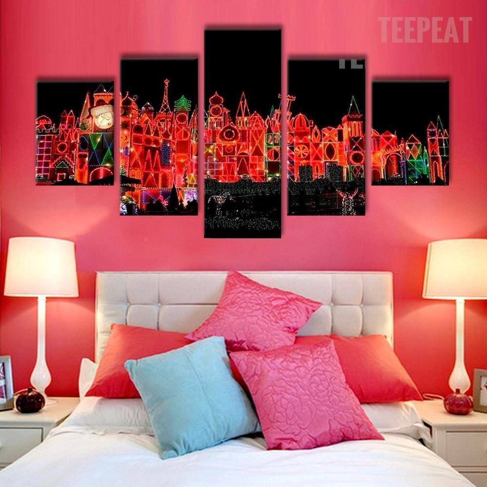 Disney At Night Time Abstract Canvas Wall Art