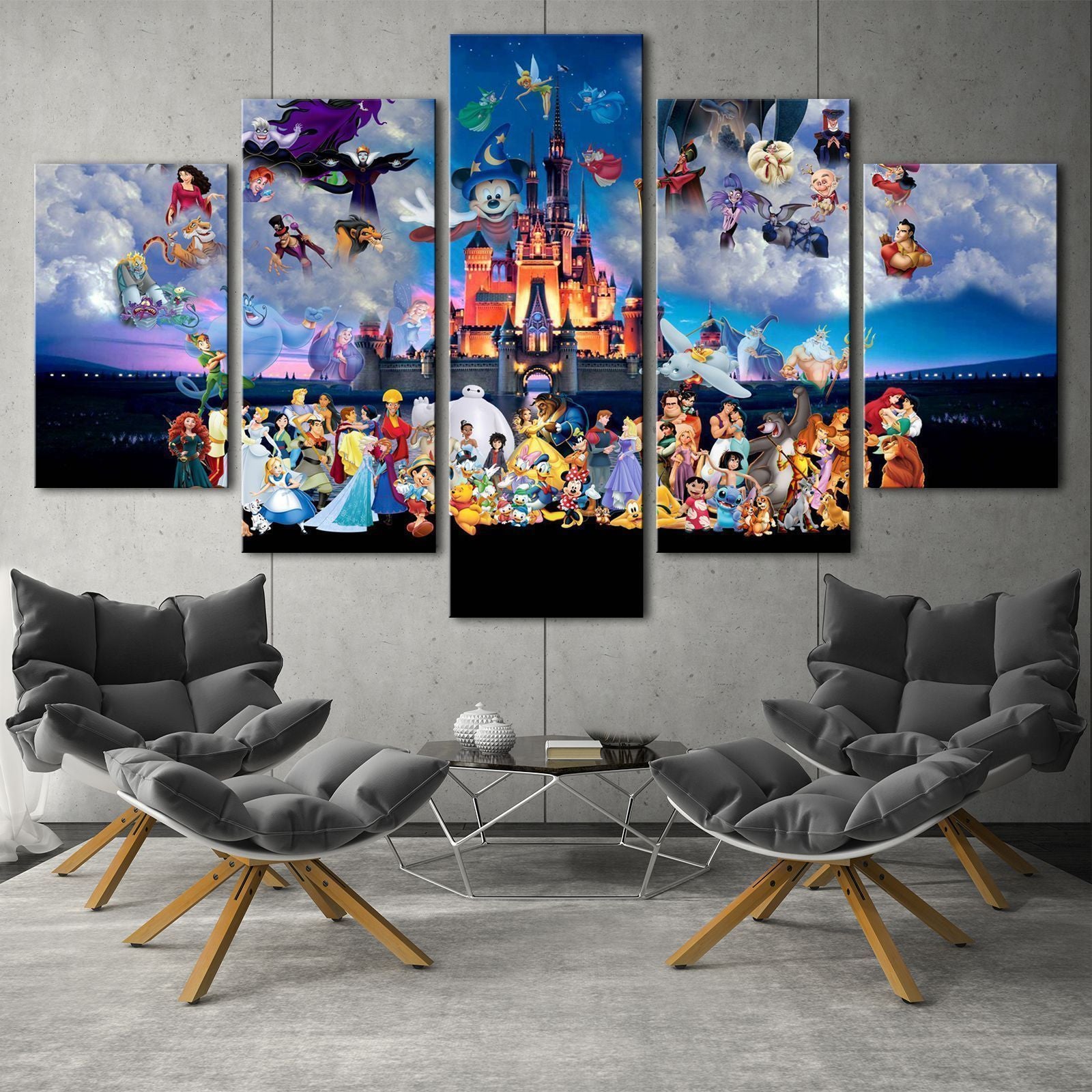 Disney Characters Magic Kingdom Cartoon Canvas Wall Art