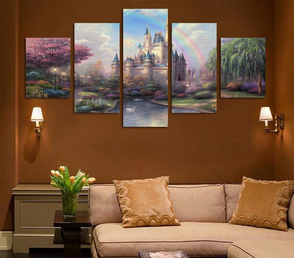 Disney Princess Fairy Castle Abtract Canvas Wall Art