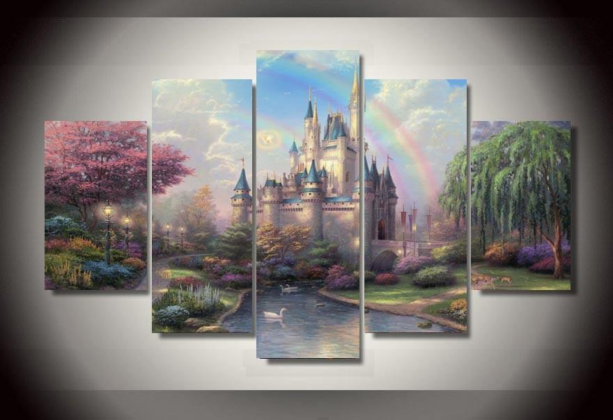 Disney Princess Fairy Castle Abtract Canvas Wall Art