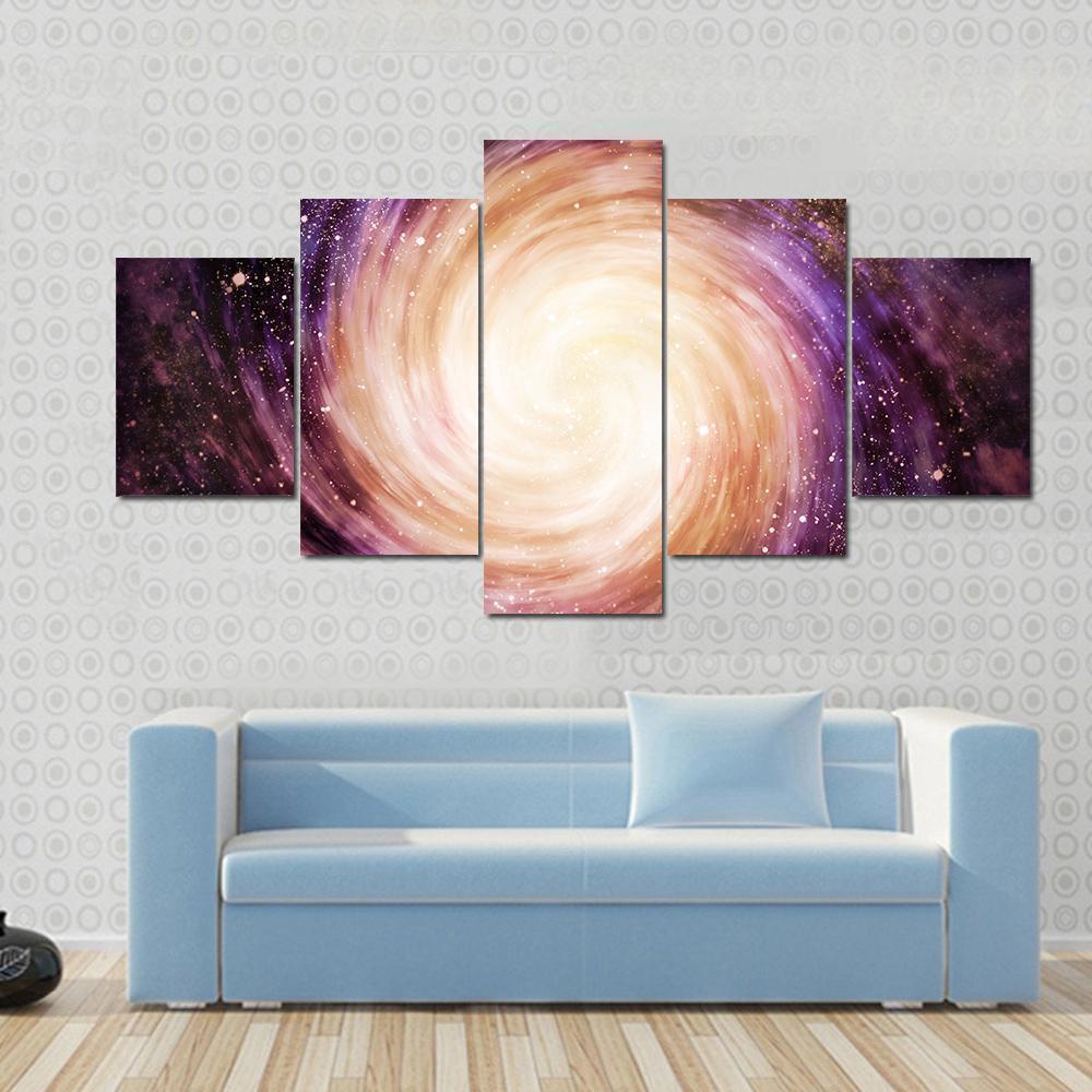 Distant Colorful Spiral Galaxy Space Canvas Wall Art
