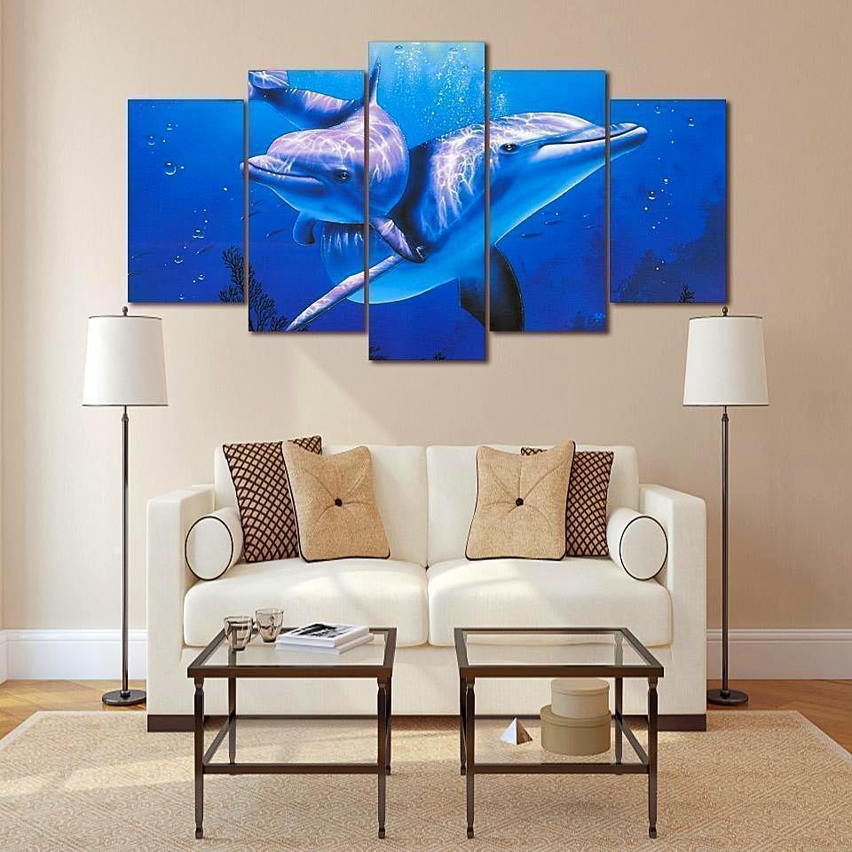 Dolphin Famiy Ocean Canvas Wall Art