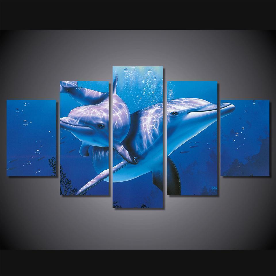 Dolphin Famiy Ocean Canvas Wall Art