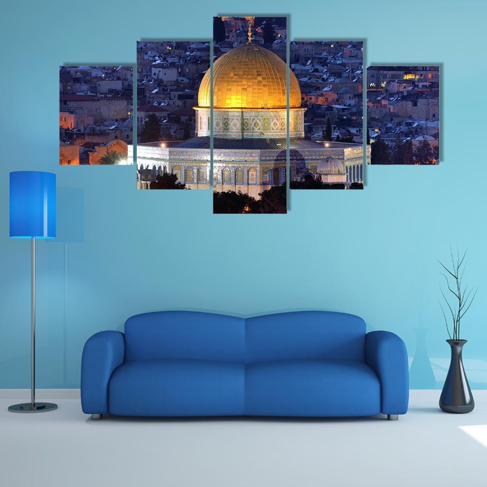 Dome Of Rock Along Skyline Of Jerusalem Nature Canvas Wall Art