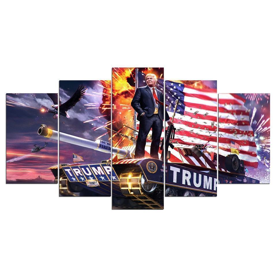 Donald Trump On The Tank Celebrity Canvas Wall Art
