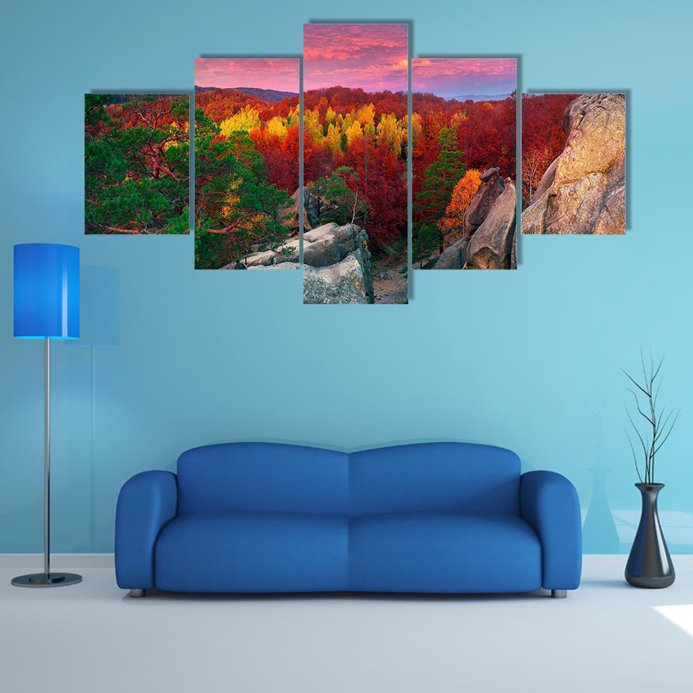 Dovbush Rocks In Bubnyshche Nature Canvas Wall Art
