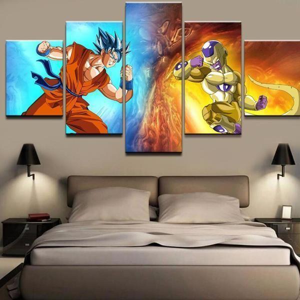 Dragon Ball Two Characters Fighting Anime Canvas Wall Art