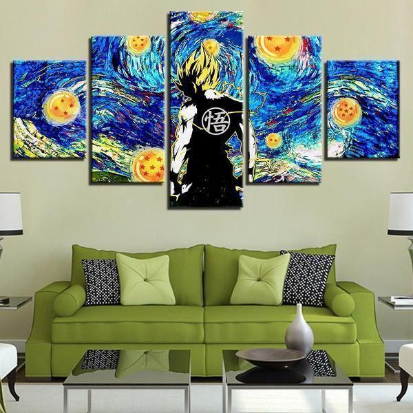 Dragon Ball Z On Starry Sky Cartoon Canvas Wall Art