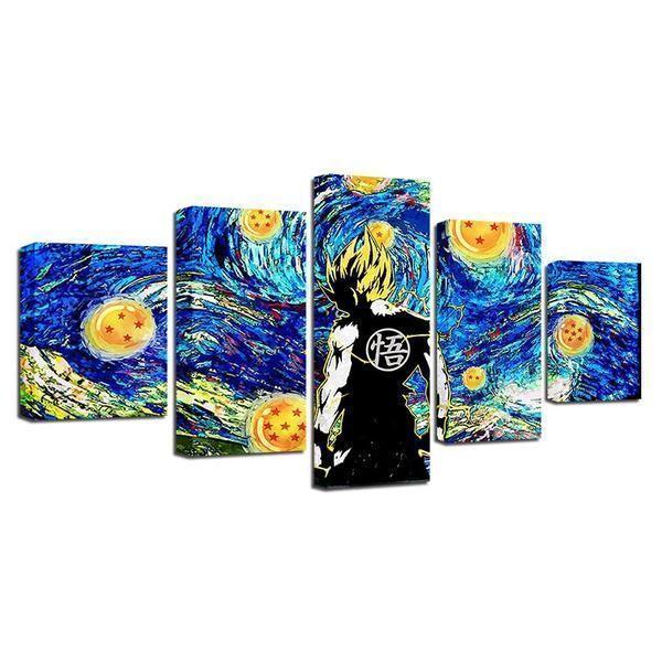 Dragon Ball Z On Starry Sky Cartoon Canvas Wall Art