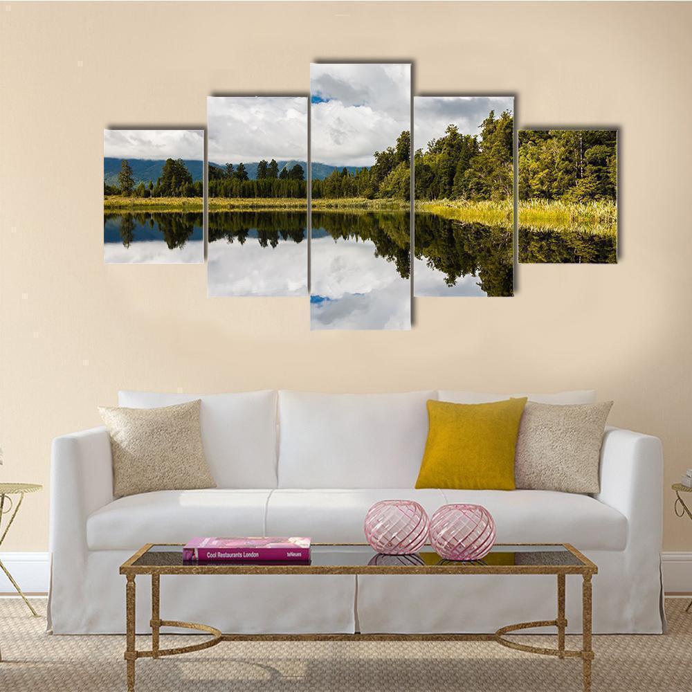 Dramtic Reflections On Lake Matheson Nature Canvas Wall Art