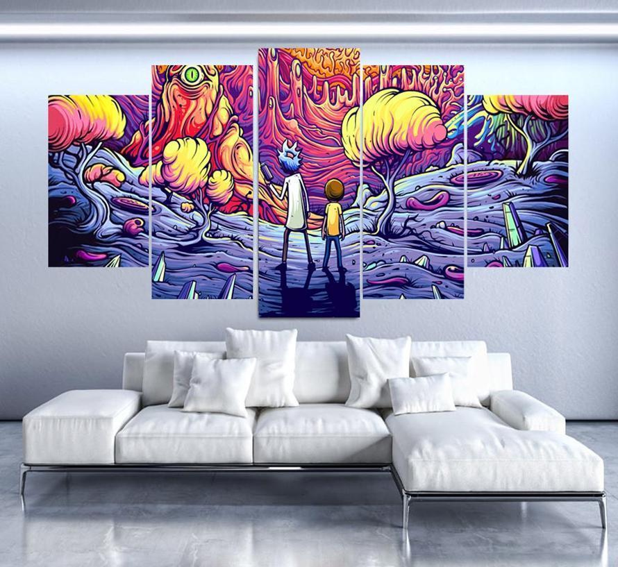 Draw Comic Rick And Morty Cartoon Canvas Wall Art